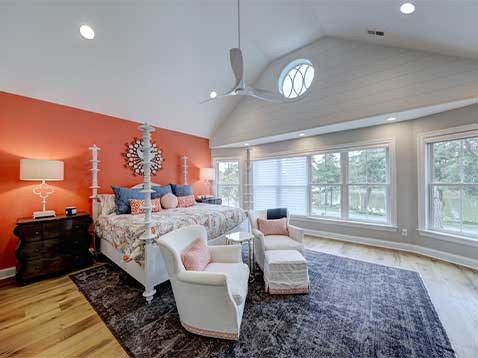 Brightly colored bedroom