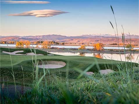 Golf course at sunset 